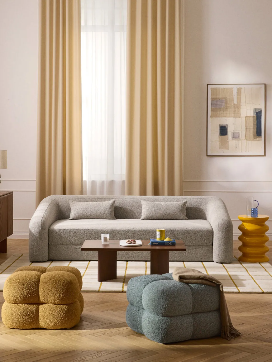 Online Puf en tejido bouclé Ellie Pufs Y Otomanos|Pufs Y Otomanos