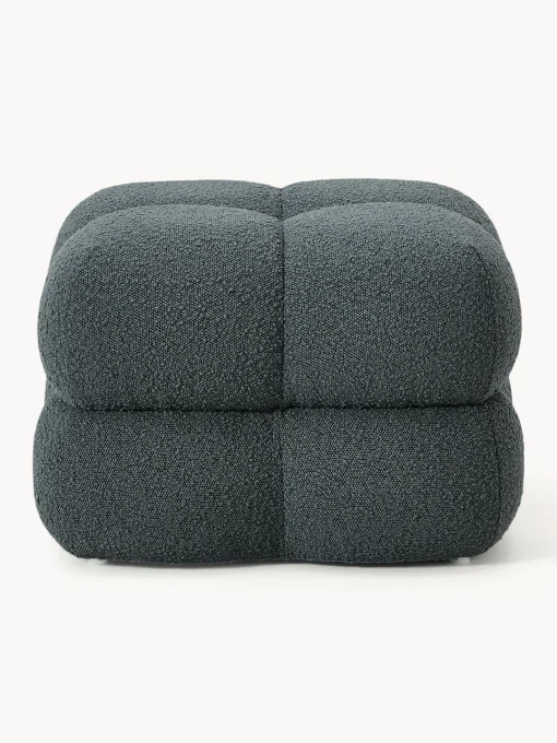Pufs Y Otomanos|Pufs Y Otomanos>Westwing Collection Puf en tejido bouclé Ellie Bouclé gris azulado