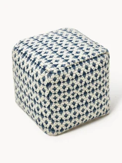 Mantas|Cojines Para Suelo Y Pufs></noscript>Westwing Collection Puf para exterior estampado Yamir Tonos azules, blanco Off White