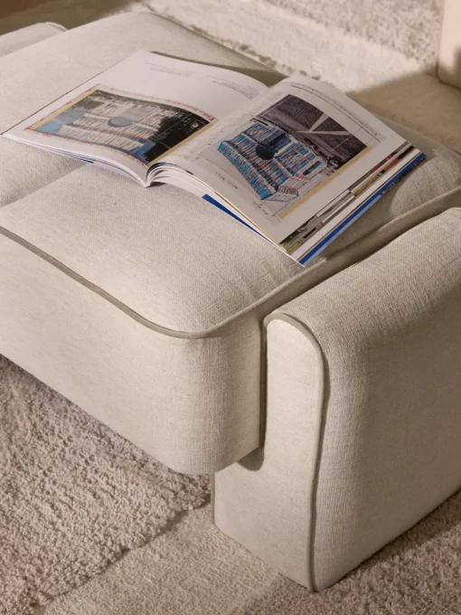 Reposapiés|Sofás>Westwing Collection Puf reposapiés Bobi Tejido beige claro, beige