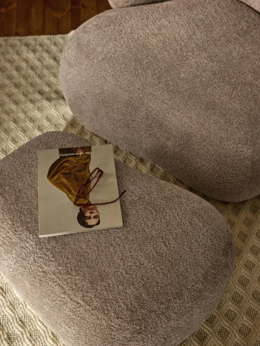 Puf reposapiés de borreguillo bouclé Alba Reposapiés|Sofás