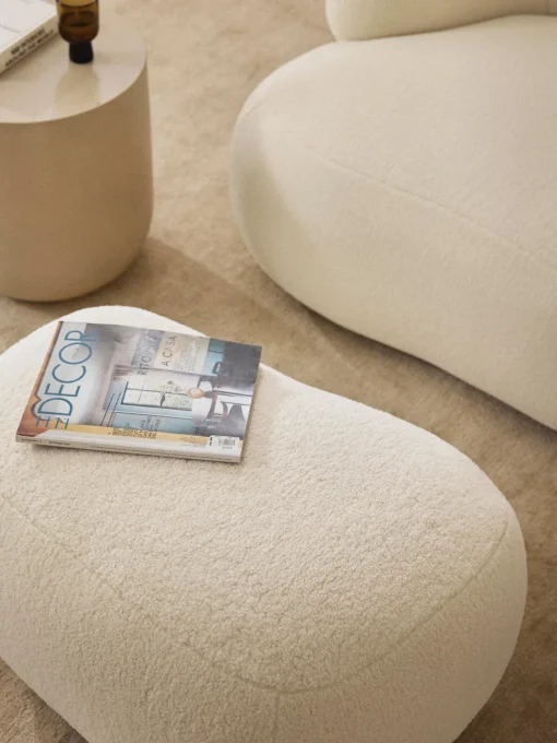 Reposapiés|Sofás>Westwing Collection Puf reposapiés de borreguillo Alba Borreguillo blanco Off White
