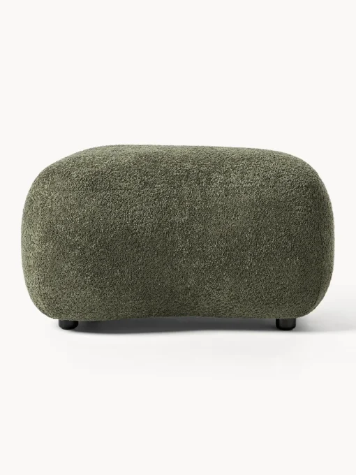 Reposapiés|Sofás>Westwing Collection Puf reposapiés de borreguillo bouclé Alba Borreguillo bouclé verde oscuro