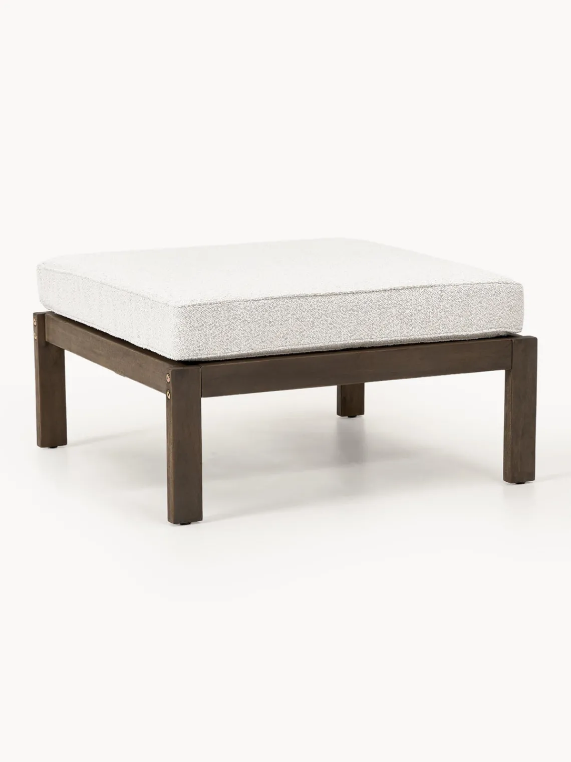 Sofás De Exterior|Sofás De Exterior>Westwing Collection Puf reposapiés de jardín en tejido bouclé de madera de acacia Bo Bouclé blanco, madera de acacia oscura