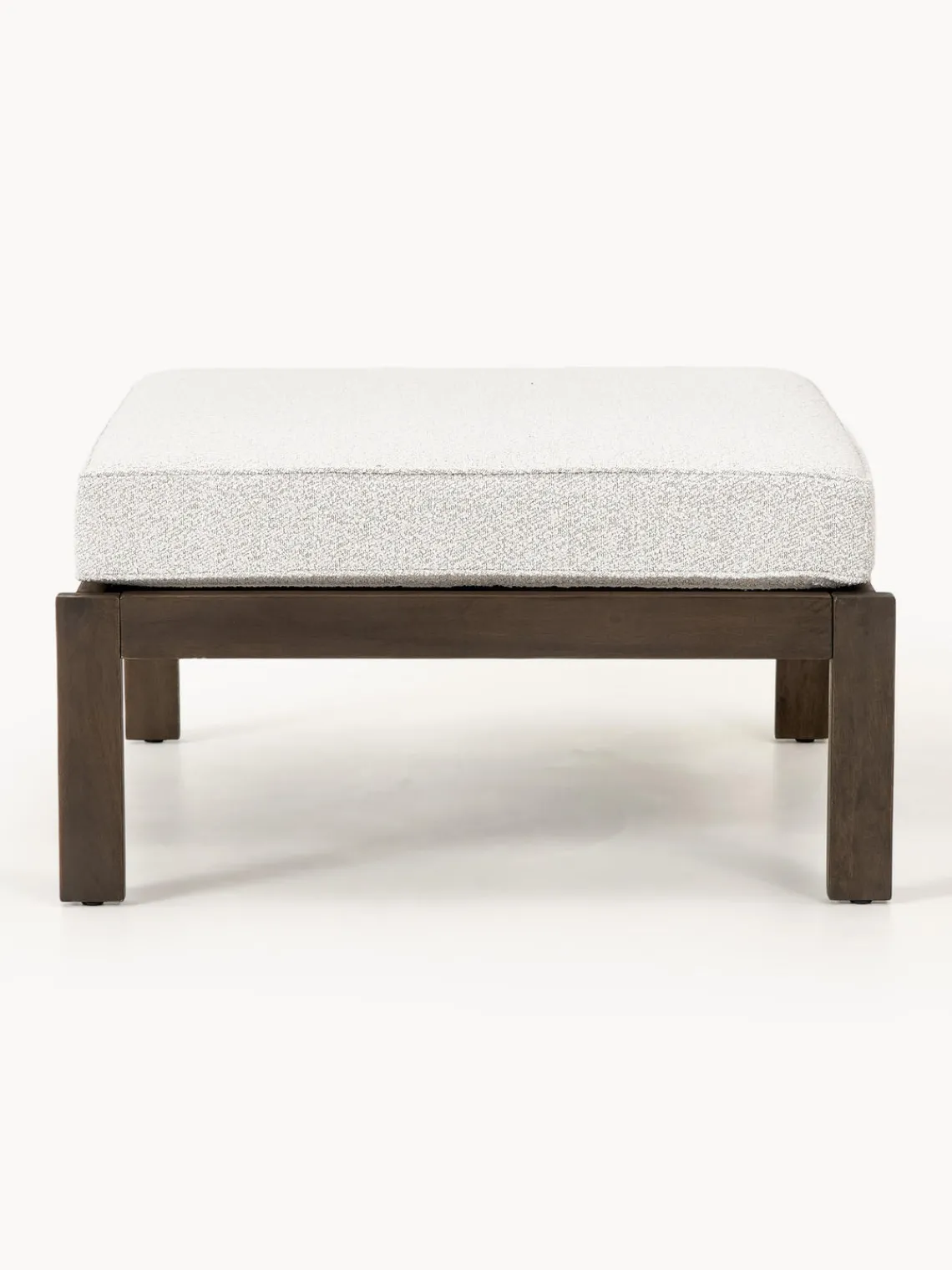 Sofás De Exterior|Sofás De Exterior>Westwing Collection Puf reposapiés de jardín en tejido bouclé de madera de acacia Bo Bouclé blanco, madera de acacia oscura