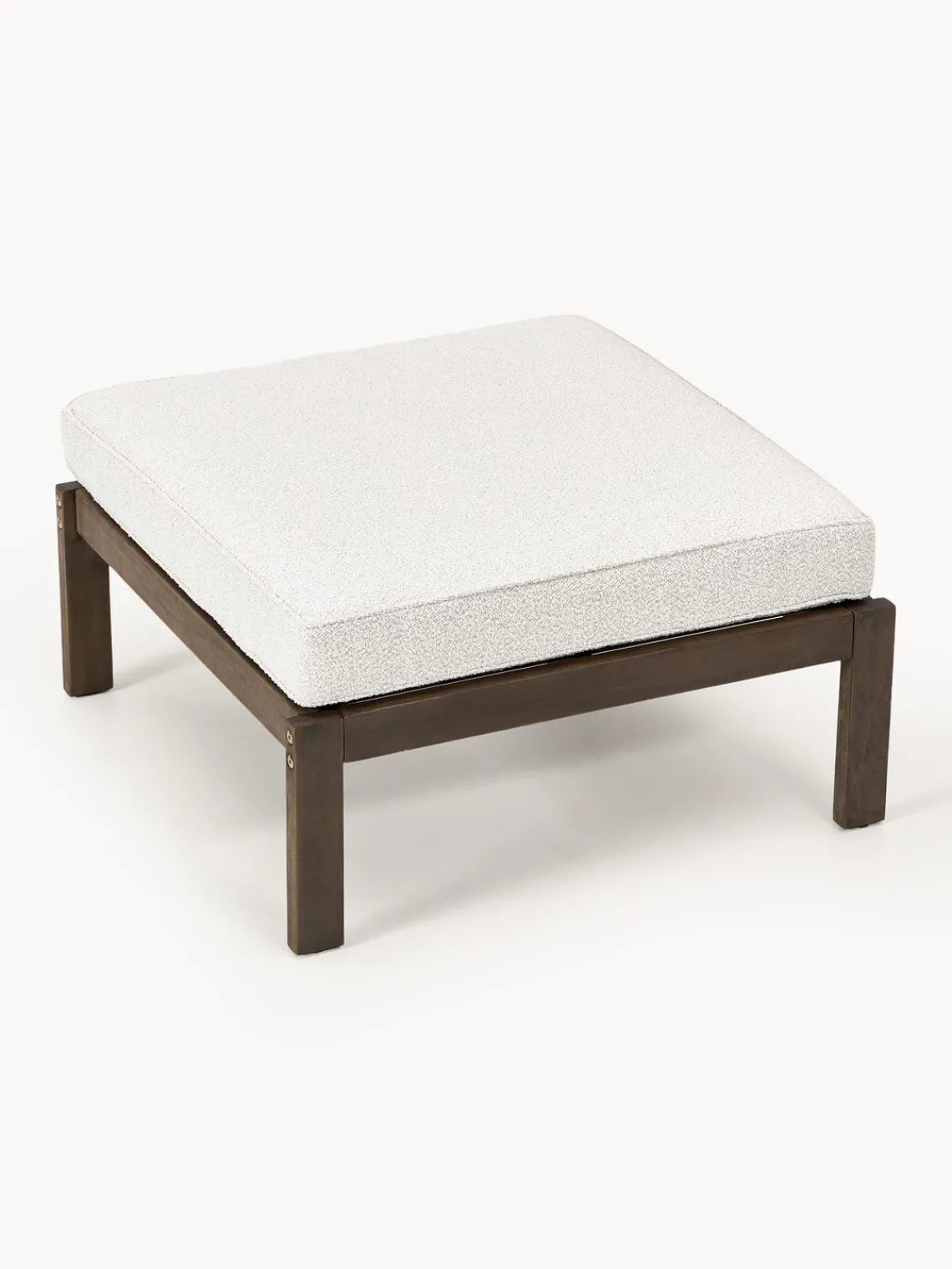 Sofás De Exterior|Sofás De Exterior>Westwing Collection Puf reposapiés de jardín en tejido bouclé de madera de acacia Bo Bouclé blanco, madera de acacia oscura