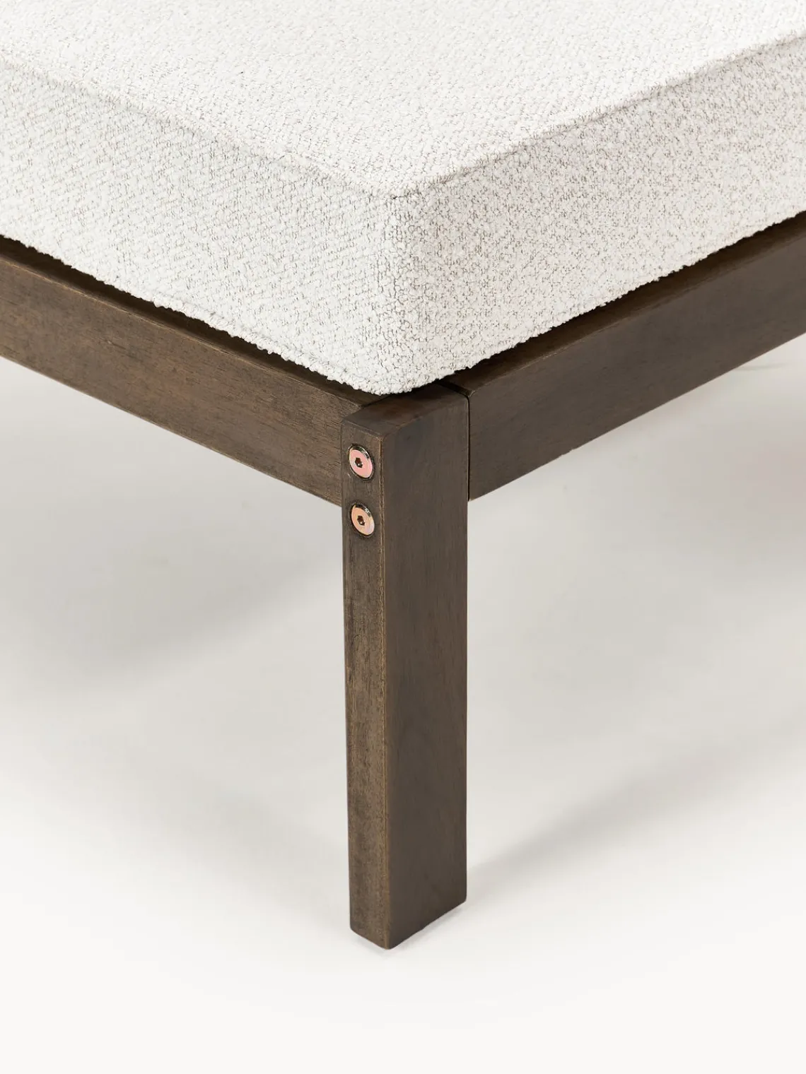 Sofás De Exterior|Sofás De Exterior>Westwing Collection Puf reposapiés de jardín en tejido bouclé de madera de acacia Bo Bouclé blanco, madera de acacia oscura