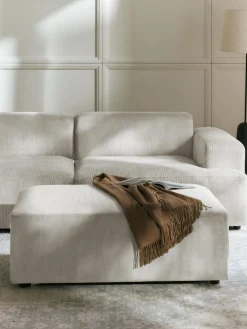 Reposapiés|Sofás>Westwing Collection Puf reposapiés de pana grande Melva, An 116 x F 72 cm Pana beige claro