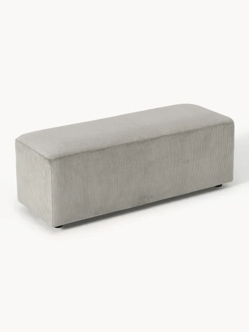 Reposapiés|Sofás>Westwing Collection Puf reposapiés de pana grande Melva, 116 x 42 cm Pana gris