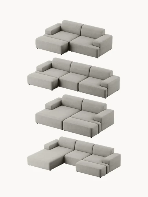 Reposapiés|Sofás>Westwing Collection Puf reposapiés de pana grande Melva, 116 x 42 cm Pana gris