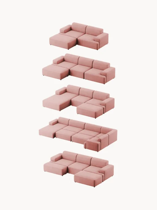 Reposapiés|Sofás>Westwing Collection Puf reposapiés de pana grande Melva, An 116 x F 72 cm Pana rosa palo