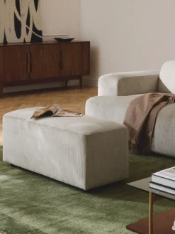 Reposapiés|Sofás>Westwing Collection Puf reposapiés de pana Melva, An 99 x F 42 cm Pana beige claro