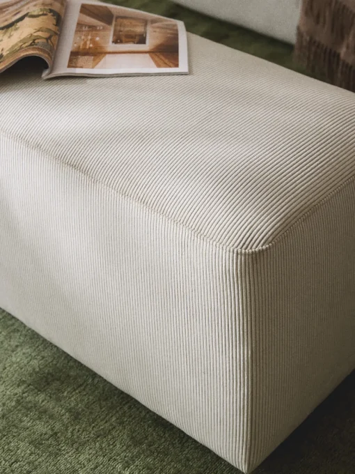 Reposapiés|Sofás>Westwing Collection Puf reposapiés de pana Melva, An 99 x F 42 cm Pana beige claro