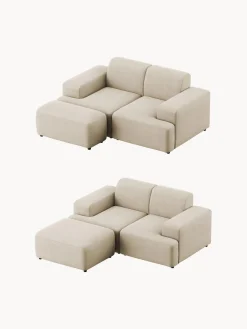 Reposapiés|Sofás></noscript>Westwing Collection Puf reposapiés de pana Melva, An 99 x F 42 cm Pana beige claro