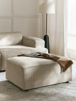 Reposapiés|Sofás>Westwing Collection Puf reposapiés de pana Melva, An 99 x F 72 cm Pana beige claro