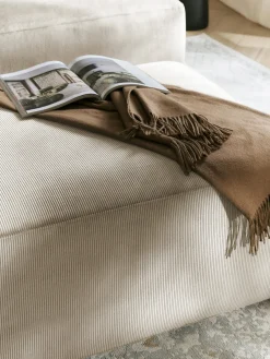 Reposapiés|Sofás></noscript>Westwing Collection Puf reposapiés de pana Melva, An 99 x F 72 cm Pana beige claro