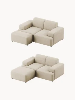 Reposapiés|Sofás></noscript>Westwing Collection Puf reposapiés de pana Melva, An 99 x F 72 cm Pana beige claro
