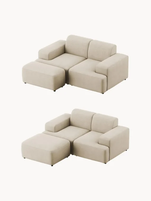 Reposapiés|Sofás>Westwing Collection Puf reposapiés de pana Melva, An 99 x F 72 cm Pana beige claro