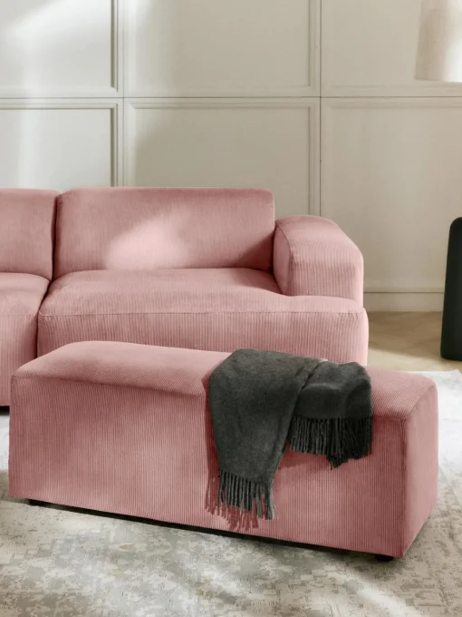 Reposapiés|Sofás>Westwing Collection Puf reposapiés de pana Melva, An 99 x F 42 cm Pana rosa palo