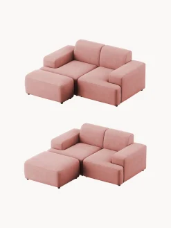 Reposapiés|Sofás></noscript>Westwing Collection Puf reposapiés de pana Melva, An 99 x F 42 cm Pana rosa palo