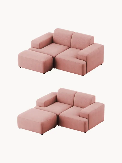 Reposapiés|Sofás>Westwing Collection Puf reposapiés de pana Melva, An 99 x F 42 cm Pana rosa palo