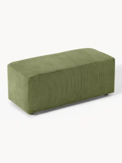 Reposapiés|Sofás></noscript>Westwing Collection Puf reposapiés de pana Melva, An 99 x F 42 cm Pana verde oliva