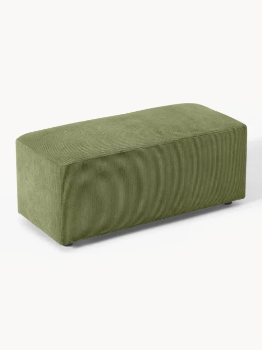 Reposapiés|Sofás>Westwing Collection Puf reposapiés de pana Melva, An 99 x F 42 cm Pana verde oliva