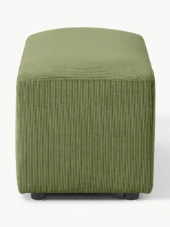 Reposapiés|Sofás></noscript>Westwing Collection Puf reposapiés de pana Melva, An 99 x F 42 cm Pana verde oliva