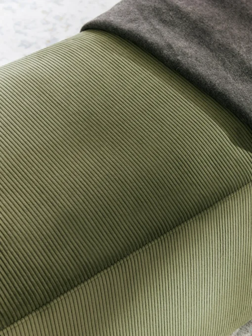 Reposapiés|Sofás>Westwing Collection Puf reposapiés de pana Melva, An 99 x F 42 cm Pana verde oliva