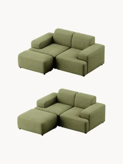 Reposapiés|Sofás></noscript>Westwing Collection Puf reposapiés de pana Melva, An 99 x F 42 cm Pana verde oliva