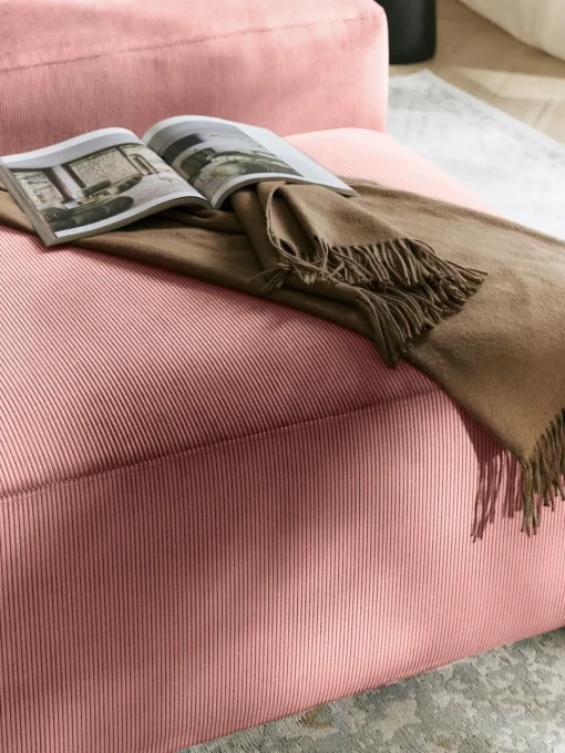 Reposapiés|Sofás>Westwing Collection Puf reposapiés de pana Melva, An 99 x F 72 cm Pana rosa palo