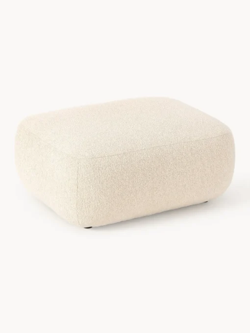 Reposapiés|Sofás>Westwing Collection Puf reposapiés en tejido bouclé Sofia Bouclé beige claro