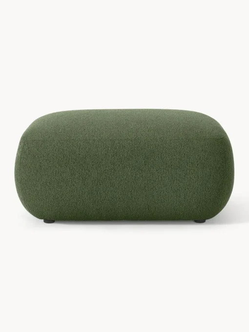 Reposapiés|Sofás>Westwing Collection Puf reposapiés en tejido bouclé Sofia Bouclé verde oscuro