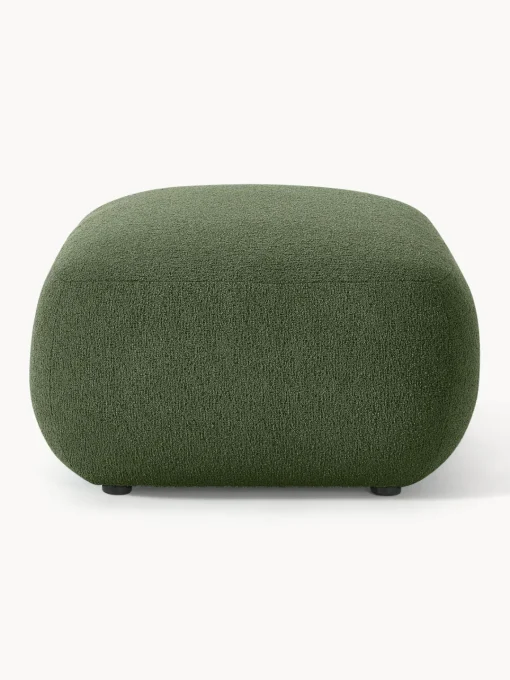 Reposapiés|Sofás>Westwing Collection Puf reposapiés en tejido bouclé Sofia Bouclé verde oscuro