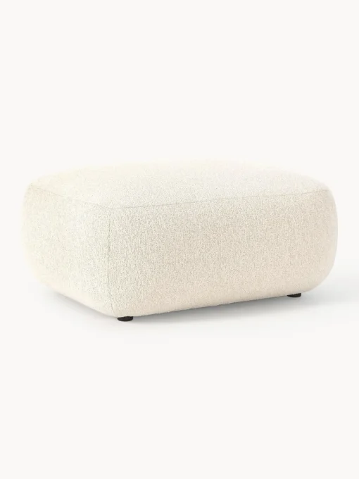Reposapiés|Sofás>Westwing Collection Puf reposapiés en tejido bouclé Sofia Bouclé blanco Off White