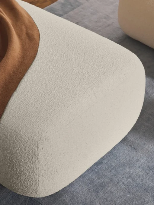 Reposapiés|Sofás>Westwing Collection Puf reposapiés en tejido bouclé Sofia Bouclé blanco Off White