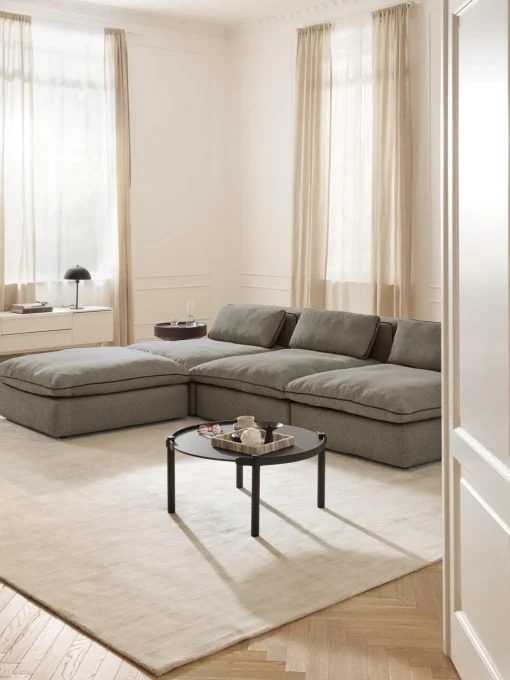 Reposapiés|Sofás>Westwing Collection Puf reposapiés Felix Tejido grueso gris oscuro
