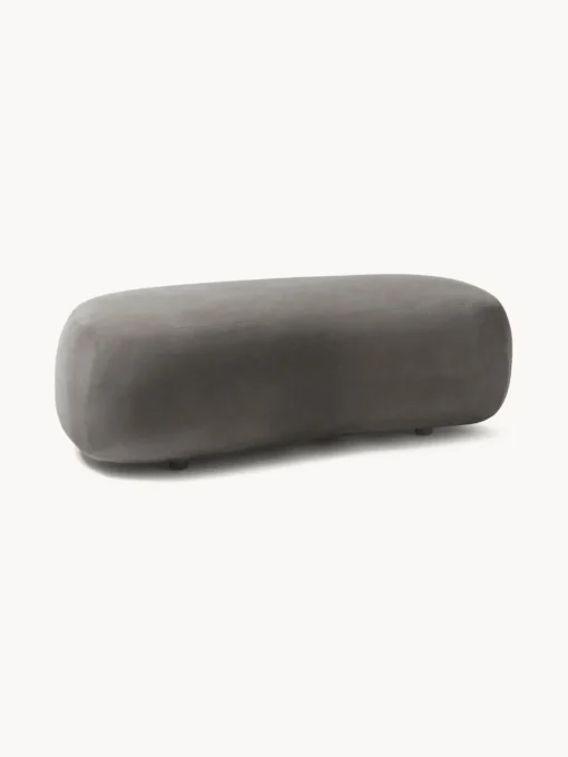 Reposapiés|Sofás>Westwing Collection Puf reposapiés grande Alba Tejido terciopelado gris oscuro