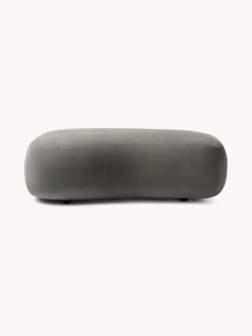 Reposapiés|Sofás>Westwing Collection Puf reposapiés grande Alba Tejido terciopelado gris oscuro