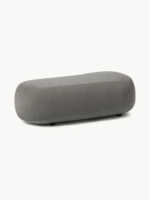Reposapiés|Sofás>Westwing Collection Puf reposapiés grande Alba Tejido terciopelado gris oscuro