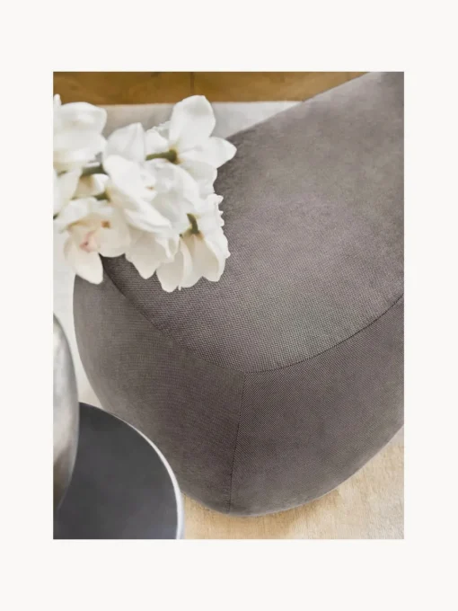 Reposapiés|Sofás>Westwing Collection Puf reposapiés grande Alba Tejido terciopelado gris oscuro