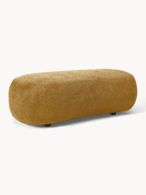 Reposapiés|Sofás>Westwing Collection Puf reposapiés grande de borreguillo bouclé Alba Borreguillo bouclé ocre