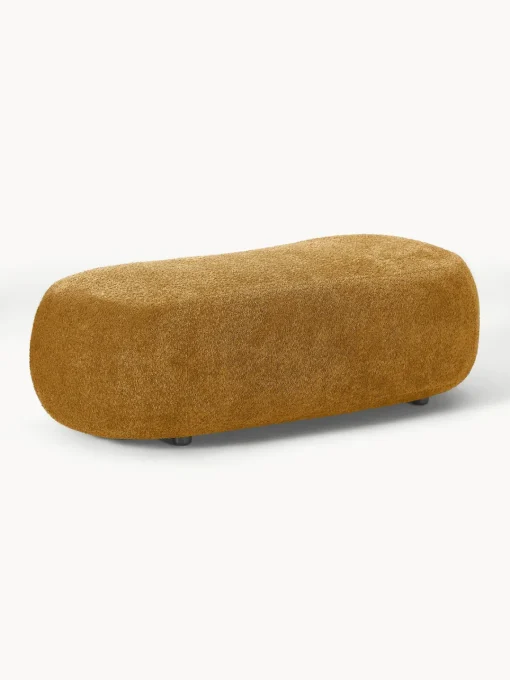 Reposapiés|Sofás>Westwing Collection Puf reposapiés grande de borreguillo bouclé Alba Borreguillo bouclé ocre