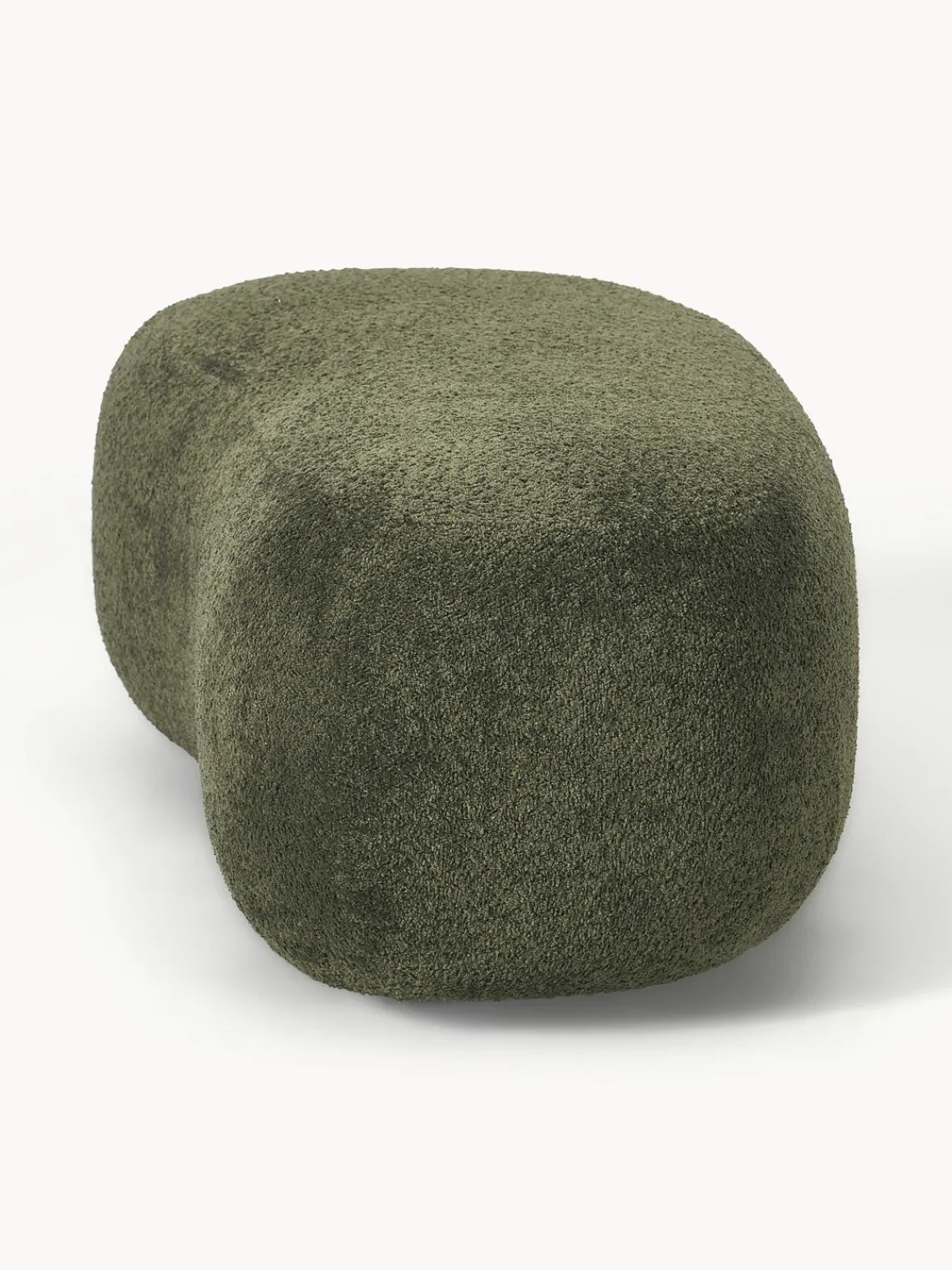 Reposapiés|Sofás>Westwing Collection Puf reposapiés grande de borreguillo bouclé Alba Borreguillo bouclé verde oscuro