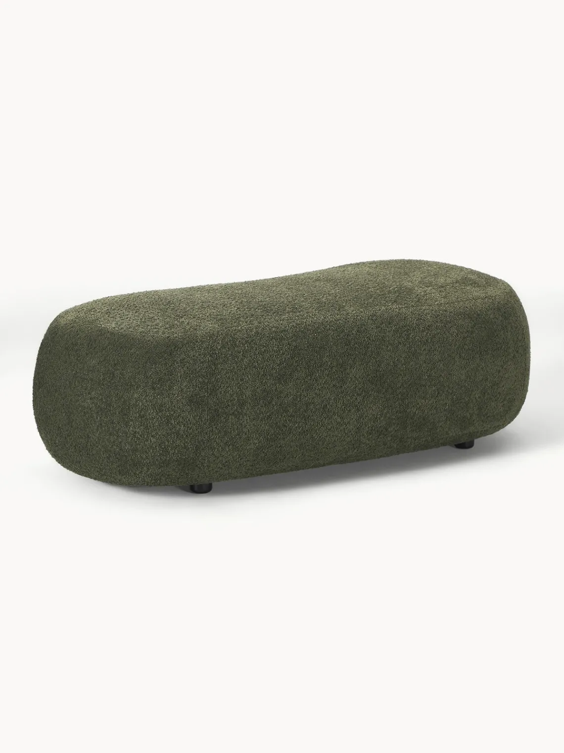 Reposapiés|Sofás>Westwing Collection Puf reposapiés grande de borreguillo bouclé Alba Borreguillo bouclé verde oscuro