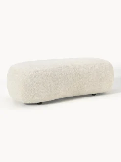 Reposapiés|Sofás>Westwing Collection Puf reposapiés grande de borreguillo bouclé Alba Borreguillo bouclé blanco Off White
