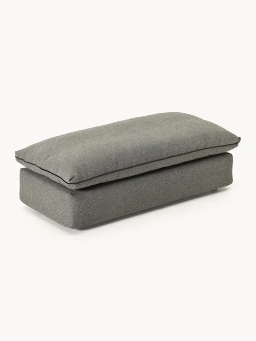 Reposapiés|Sofás>Westwing Collection Puf reposapiés grande Felix Tejido grueso gris oscuro