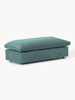 Reposapiés|Sofás>Westwing Collection Puf reposapiés grande Felix Tejido grueso verde turquesa