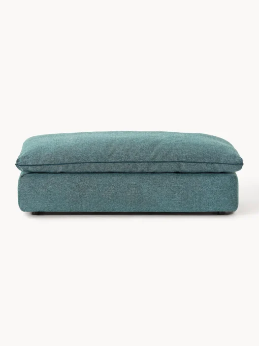 Reposapiés|Sofás>Westwing Collection Puf reposapiés grande Felix Tejido grueso verde turquesa