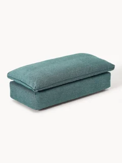 Reposapiés|Sofás></noscript>Westwing Collection Puf reposapiés grande Felix Tejido grueso verde turquesa